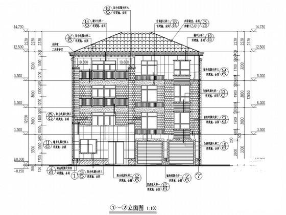 私人住宅楼]4层砖混结构CAD施工图纸（建筑图纸）(平面立面剖面图) - 1