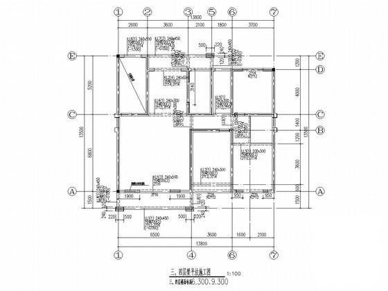 私人住宅楼]4层砖混结构CAD施工图纸（建筑图纸）(平面立面剖面图) - 3