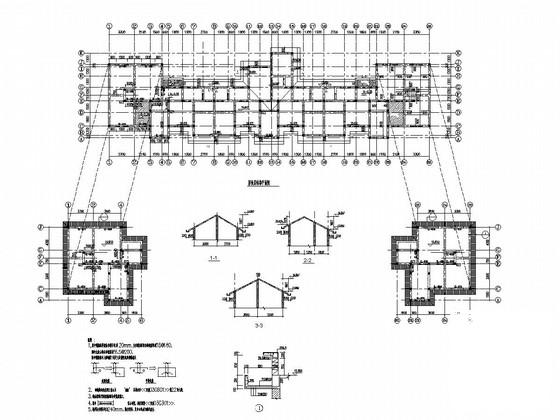 4层砖混结构住宅楼结构CAD施工图纸(基础平面图) - 3