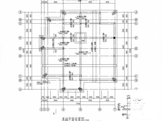 两层农村自建房混合结构CAD施工图纸（筏形基础） - 1