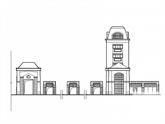 居住区欧式大门建筑CAD施工图纸（23张） - 1
