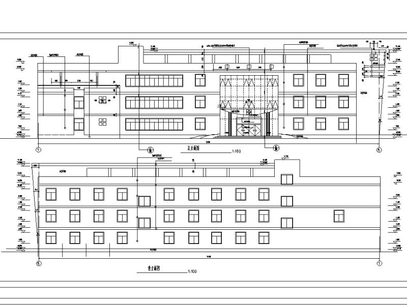 现代多层宾馆酒店建筑设计方案CAD施工图纸(钢筋混凝土结构) - 1
