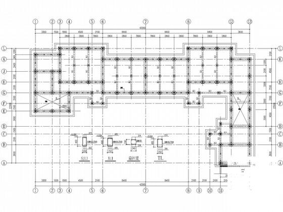 教学楼隔震加固改造结构CAD施工图纸(基础平面图) - 1