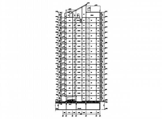 16层塔式住宅楼建筑施工CAD图纸（一梯三户、顶层复式）（中式风格）(三室两厅两卫) - 2