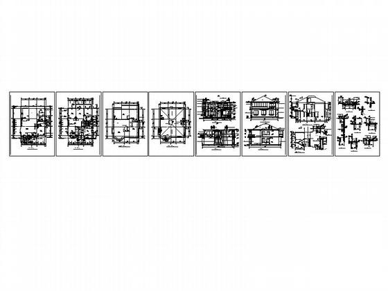 2层别墅建筑CAD施工方案图纸（平立面） - 4