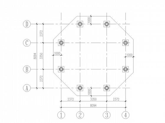 单层菱形钢管混凝土结构CAD施工图纸(平面布置图) - 1