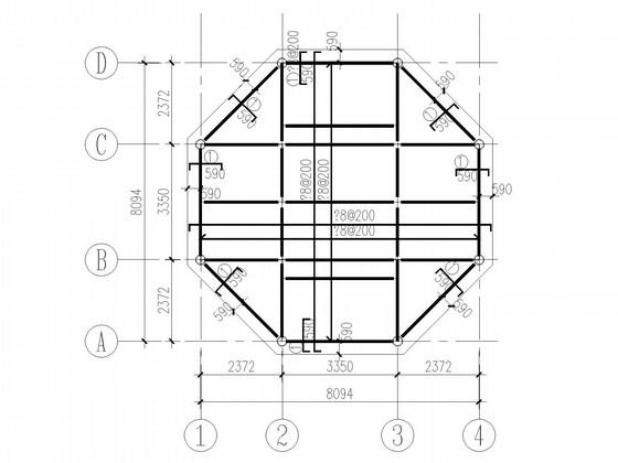 单层菱形钢管混凝土结构CAD施工图纸(平面布置图) - 3