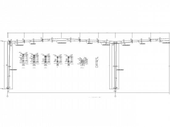 多连跨门式刚架厂房结构CAD施工图纸（8度抗震）(平面布置图) - 1