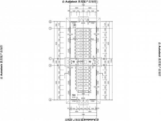 小学公厕砖混结构CAD施工图纸(建施)(平面布置图) - 1