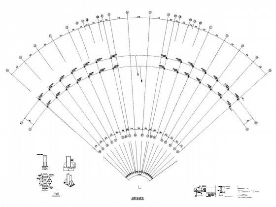 混凝土屋顶加建扇形钢结构CAD施工图纸 - 2