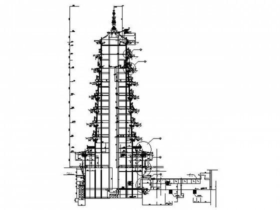 榕杉湖景区岛9层包铜铜塔建筑施工CAD图纸(现浇钢筋混凝土) - 2