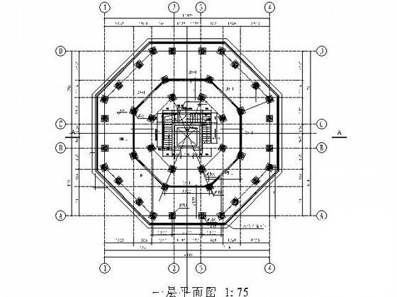榕杉湖景区岛9层包铜铜塔建筑施工CAD图纸(现浇钢筋混凝土) - 3