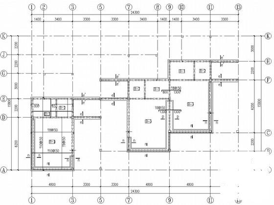 3层门式刚架结构别墅结构CAD施工图纸（筏形基础） - 4