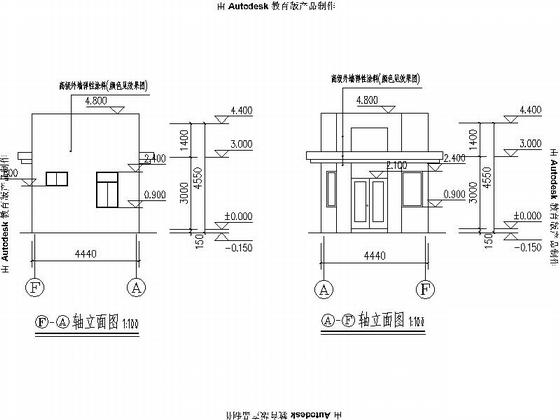 单层企业传达室及大门建筑设计CAD施工图纸（米含结构、电气CAD施工图纸） - 4