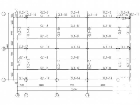 钢框架钢制人行天桥结构CAD施工图纸（7度抗震）(平面布置图) - 1