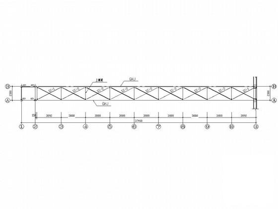 钢框架钢制人行天桥结构CAD施工图纸（7度抗震）(平面布置图) - 2