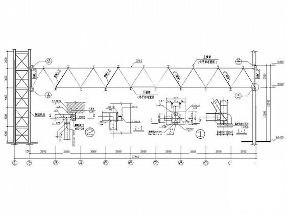 钢框架钢制人行天桥结构CAD施工图纸（7度抗震）(平面布置图) - 3
