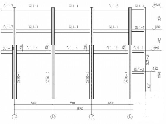 4层门式刚架结构通廊连接工程结构CAD施工图纸 - 2