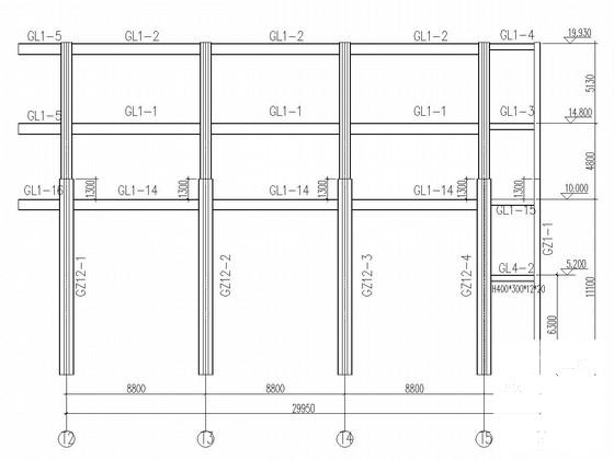 4层门式刚架结构通廊连接工程结构CAD施工图纸 - 4