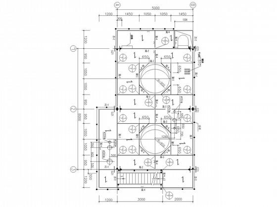 9层钢框架工业建筑结构设计CAD施工图纸(平面布置图) - 1
