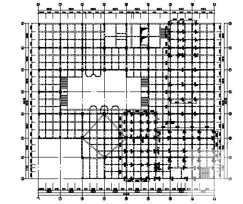 钢混结构影院工程结构CAD施工图纸（钢台阶）(平面布置图) - 1