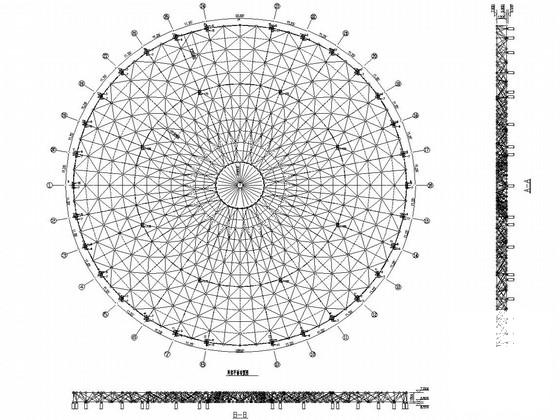 四角锥螺栓球网架结构CAD施工图纸 - 1