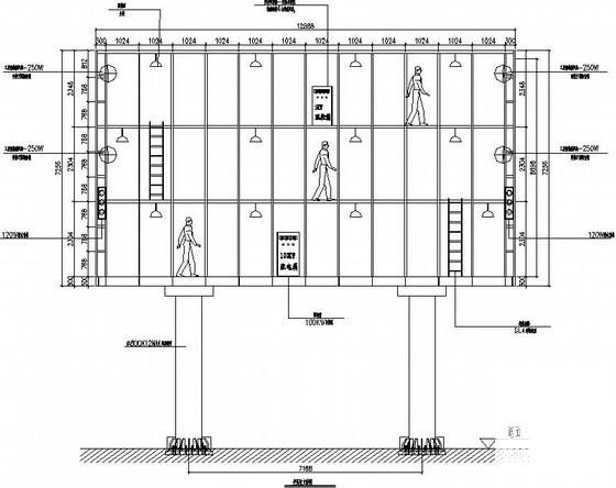 双立柱型LED显示屏钢结构CAD施工图纸 - 2