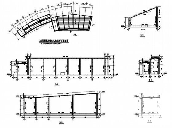 上3层框架结构弧形办公楼结构设计图纸（独立基础）(平面布置图) - 4