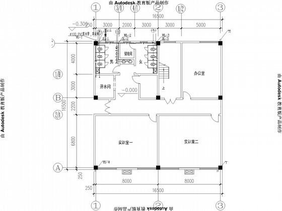 小型教学楼给排水设计CAD施工图纸（雨水系统） - 1