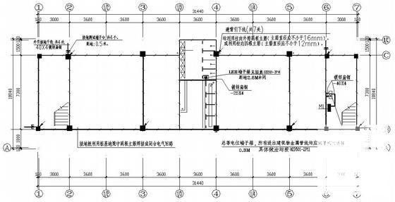 小学4层框架结构学生宿舍楼强电CAD施工图纸(防雷接地系统) - 3