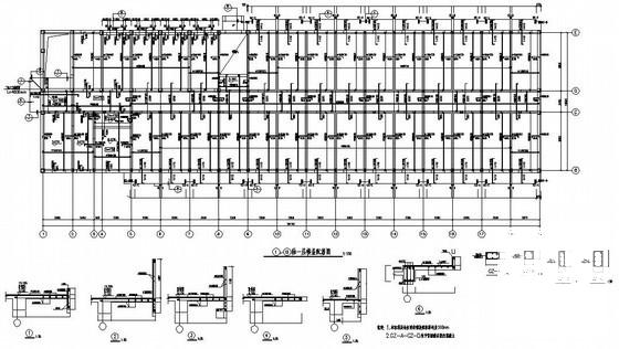 5层砌体结构学生宿舍楼结构设计CAD施工图纸(梁板配筋图) - 1