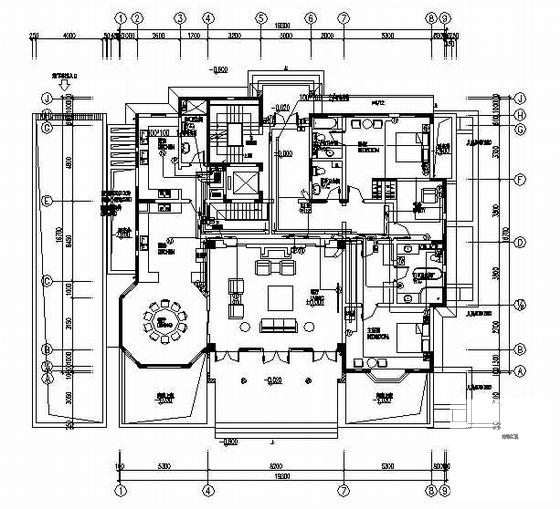 上2层别墅电气CAD施工图纸（车库） - 1