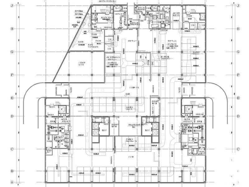 高层办公建筑空调全系统及人防设计CAD施工图纸（清华大学设计） - 4