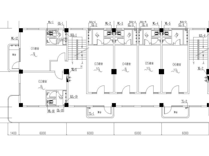技工学校6层钢筋混凝土结构学生宿舍改造CAD施工图纸(视频监控系统) - 3