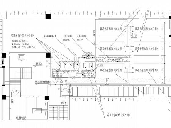21层市政办公大厦空调通风设计CAD施工图纸(风冷热泵)(水系统流程图) - 3