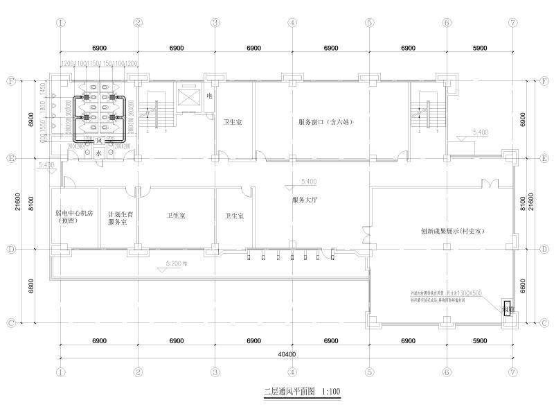 二层通风平面图