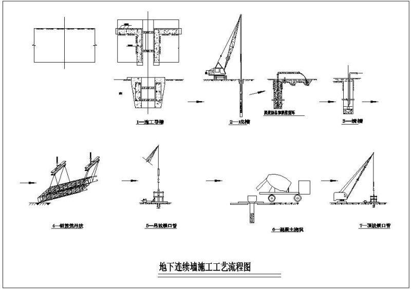 地下上连续墙施工工艺流程节点构造详图纸cad - 1