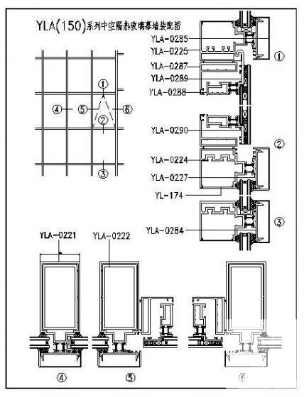 YLA系列玻璃幕墙详图纸cad - 3