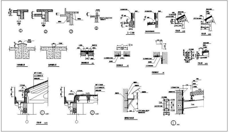伸缩缝天沟节点构造详图纸cad - 1