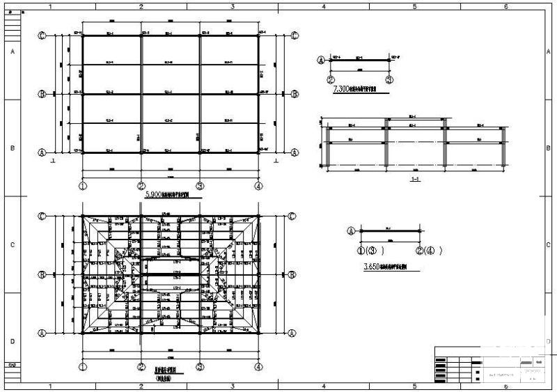 奥运餐馆结构设计节点构造详图纸cad平面布置图 - 1