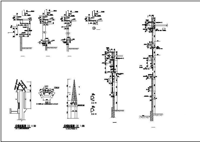 教堂墙体节点构造详图纸cad - 1