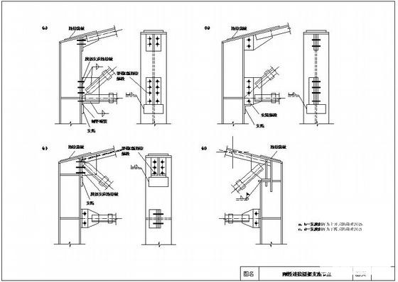 刚性连接屋架支座节点构造详图纸cad - 1