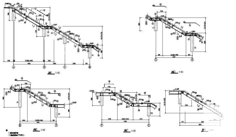 梁式楼梯结构详图纸cad平面图 - 1