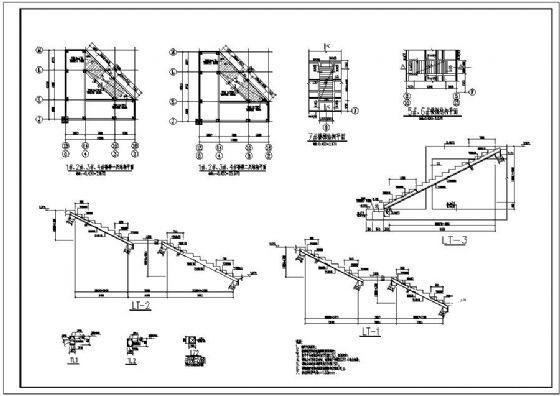 风雨操场楼梯结构设计图纸cad - 1