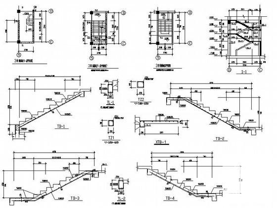楼梯结构详施工图纸cad节点详图 - 3