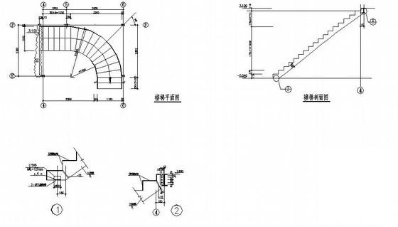 螺旋钢楼梯构造详图纸cad平面图 - 2