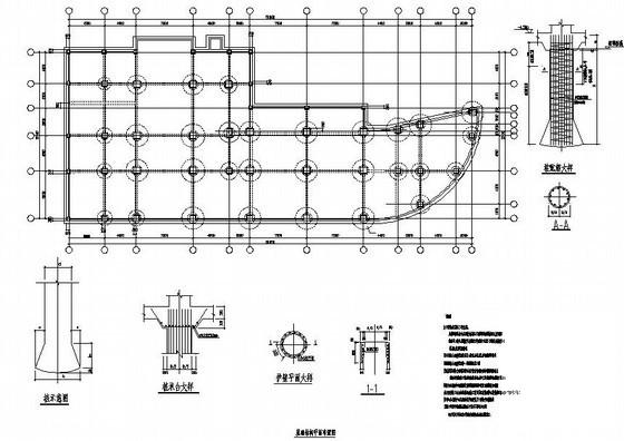 筏板基础构造详图纸cad平面布置图 - 1