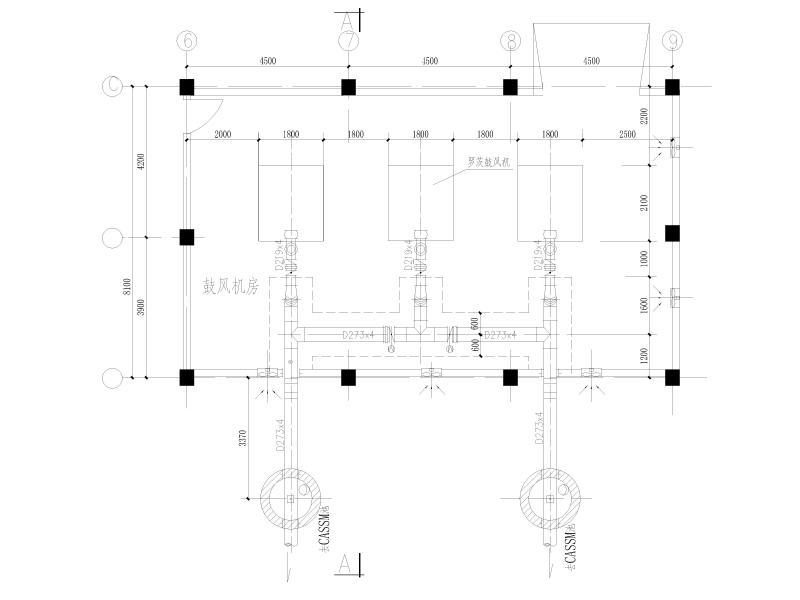 鼓风机房工艺平面图