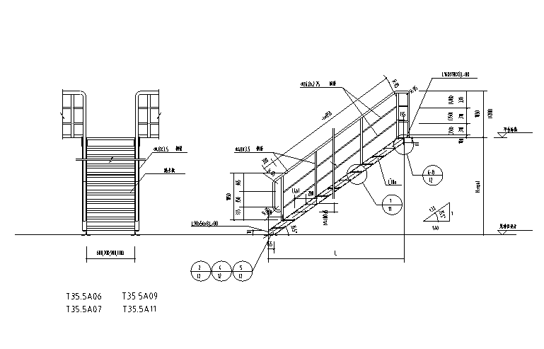 钢梯平台栏杆CAD图纸 - 1