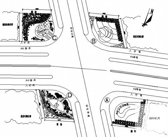 道路路口景观设计CAD施工图纸 - 1